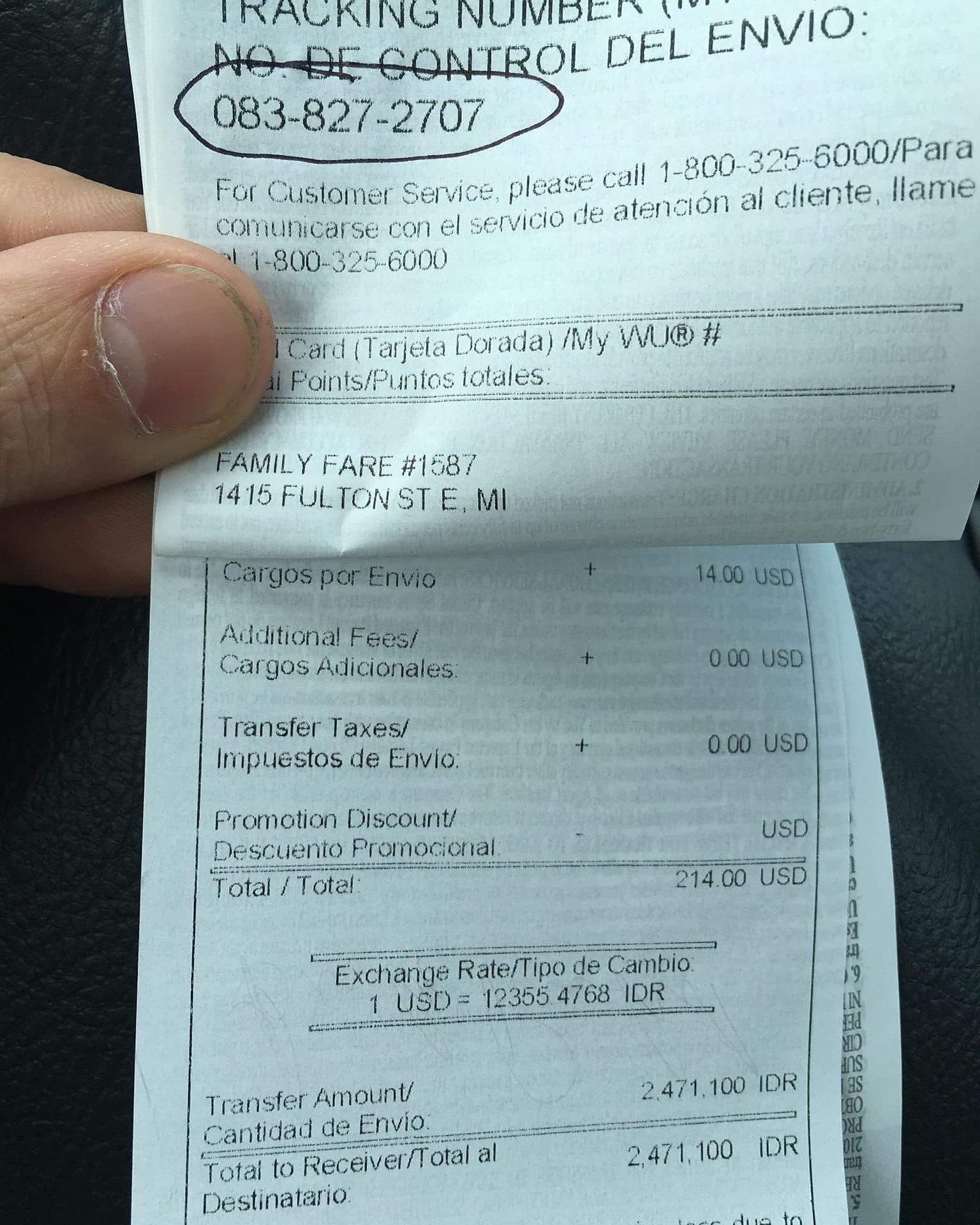 Western Union Receipt