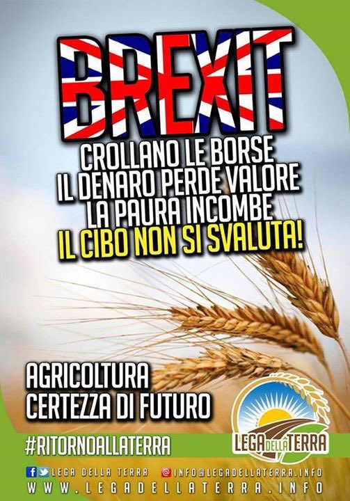 LegadellaTerra's tweet photo. #Brexit:l'agricoltura rimane la vera ed unica certezza per il futuro contro la finanza. https://t.co/BGOWxyHBDJ https://t.co/Y0KwQscXXz