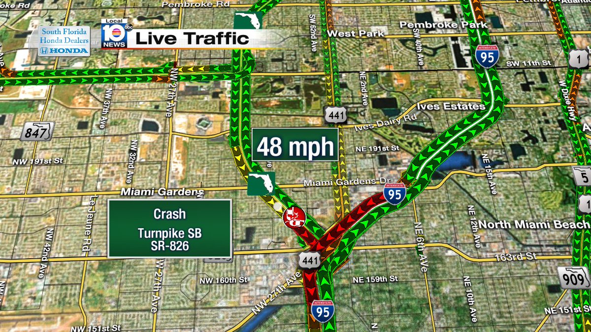 Crash on Turnpike SB & SR-826 #TRAFFIC #MIAMI https://t.co/FAnaooB3rX
