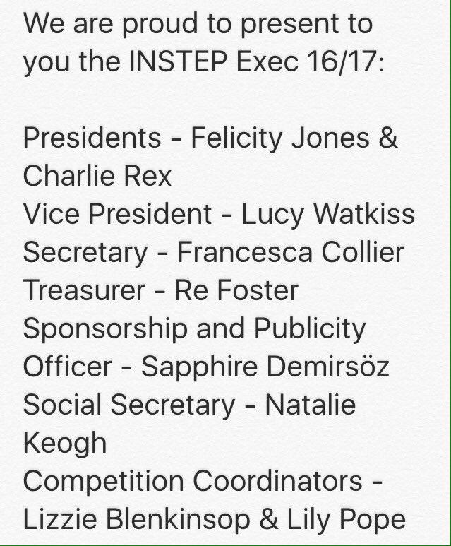 InstepDurham's tweet photo. Your fabulous new executives for 2016/17 at Durham University's INSTEP Dance Society have been elected! https://t.co/14viBEDy8G