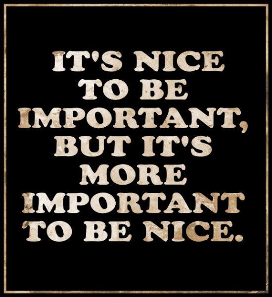 SoftwareMessage's tweet image. It's nice to be #Important , but it's more important to be #nice.
#wisdom