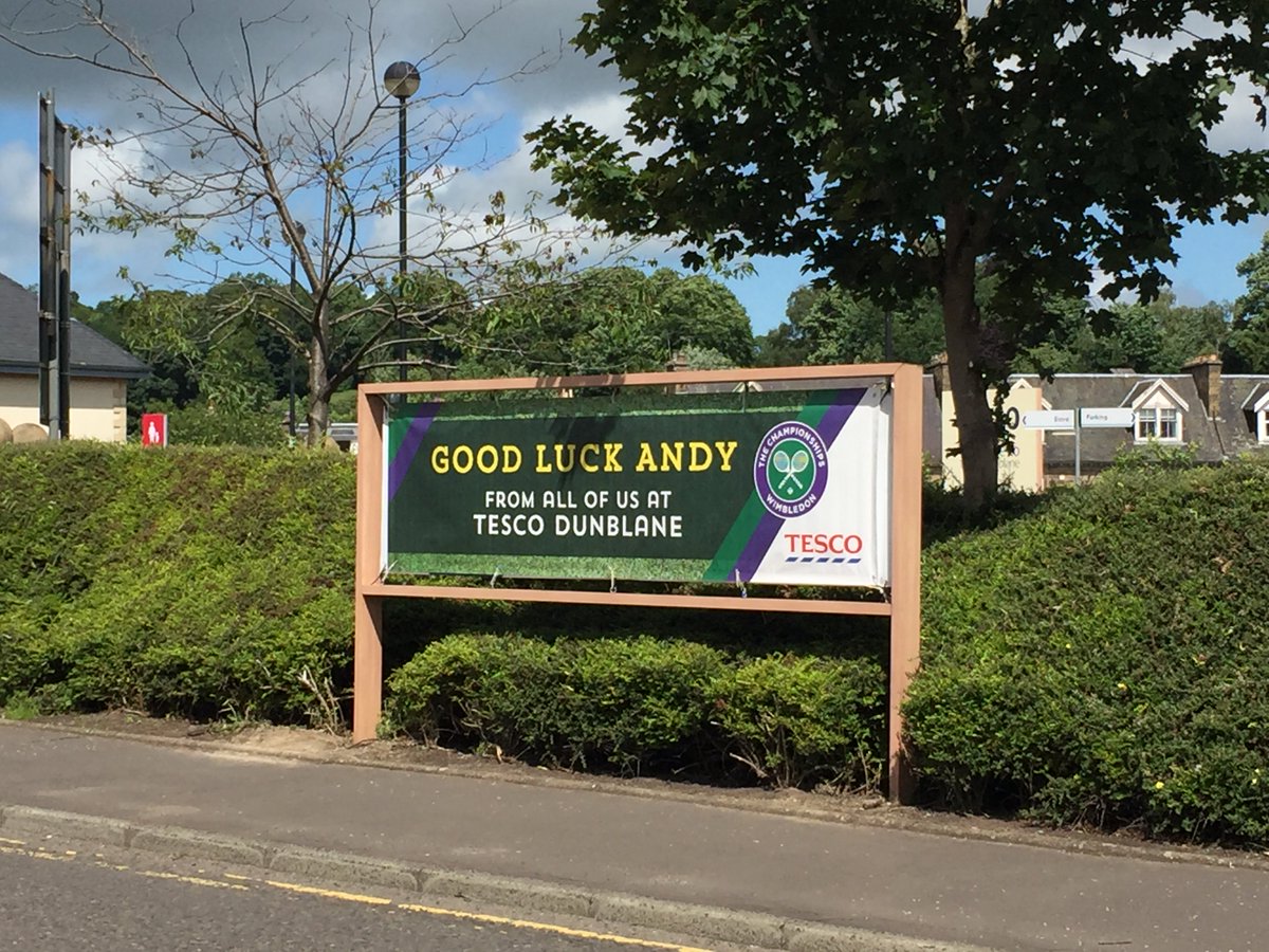 DiscovrDunblane's tweet photo. Full #Wimbledon support from @TescoDunblane for our #Dunblane champions @andy_murray &amp; @jamie_murray, go smash it! https://t.co/aP9100AoTx