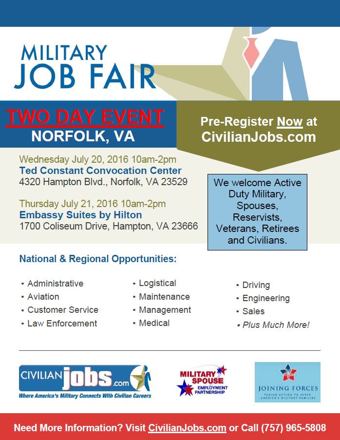 Military Job Fair in Hampton Roads! July 20 and 21 ...