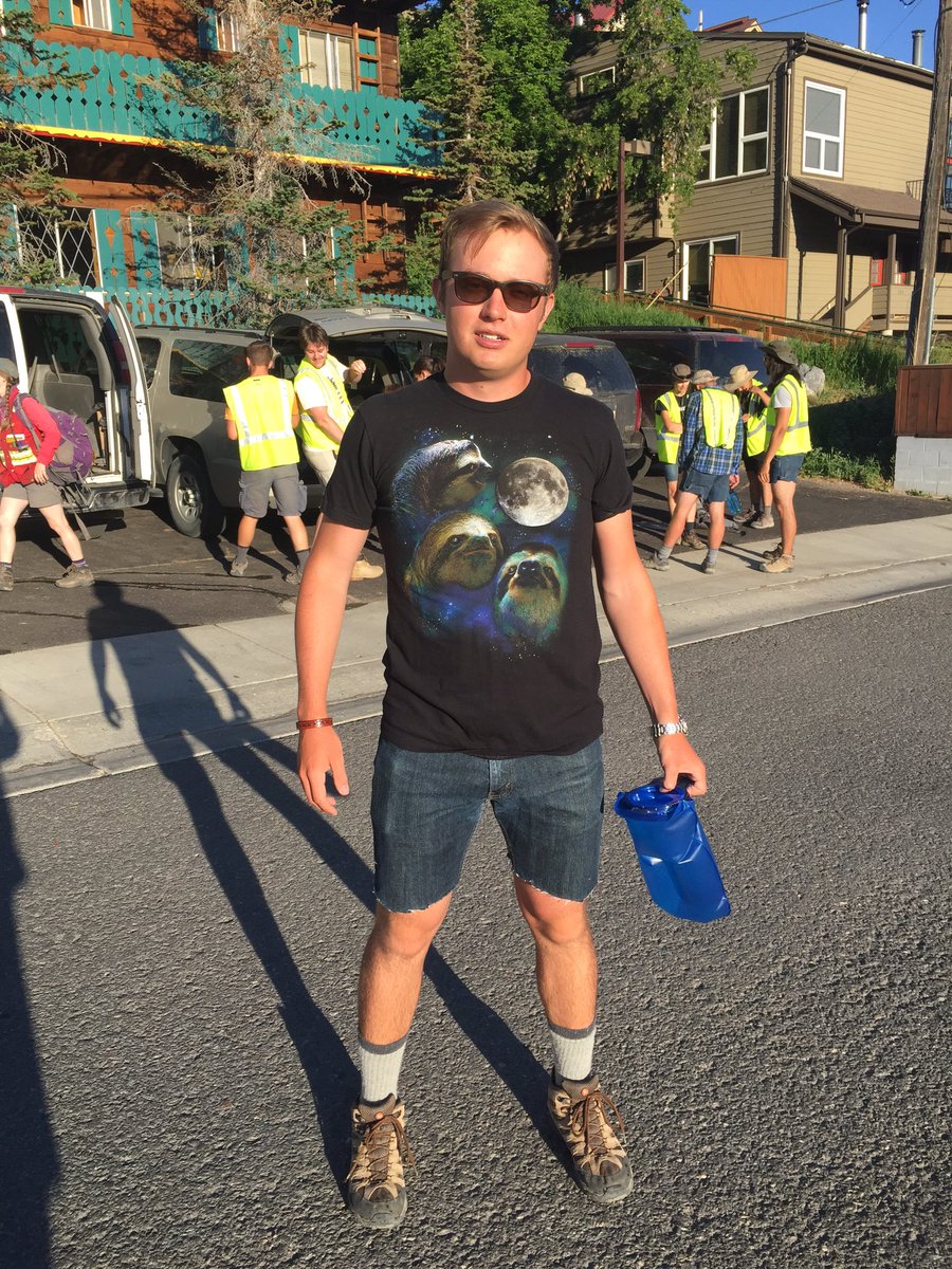 Chateau_Report's tweet photo. Today in #fieldfashion we see Evan rocking his moon sloth shirt, with a pair of Jorts he reportedly cut today, nice! https://t.co/vrrXQmMRr1