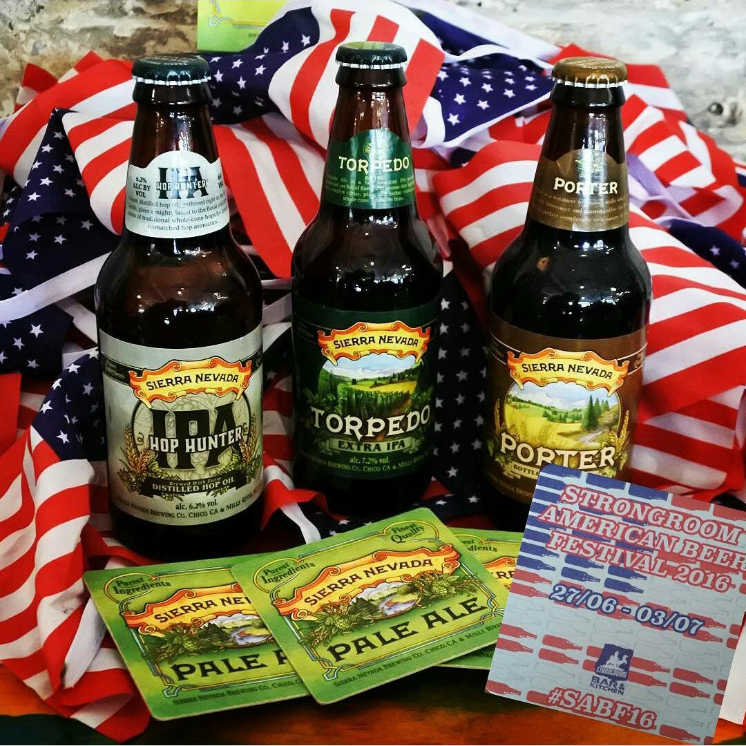 StrongroomBar's tweet photo. Today's featured #SABF16 brewery is @SierraNevada - come down tonight, sample their delights & join in our USA quiz! https://t.co/HAEiU8iClJ