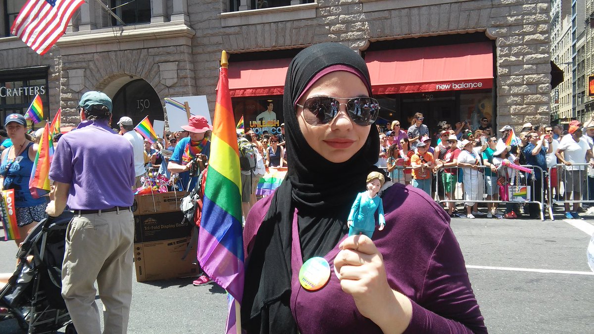 LucysHRC's tweet photo. @HillaryClinton Little HRC with Rowena at #NYCPride, marching with HFA. #DIversityIsProgress #kids4Hillary https://t.co/V8qAMtEcrO