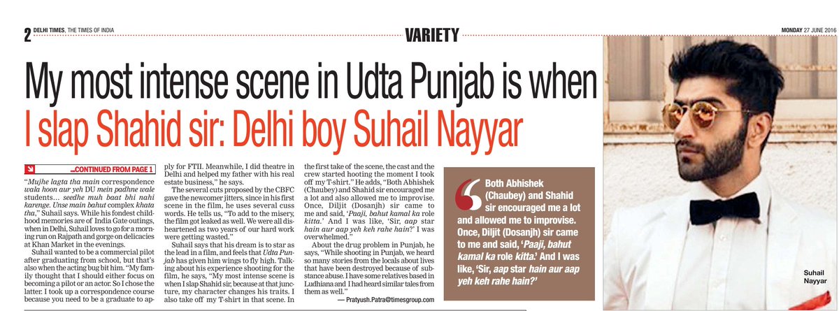 Udta Punjab was a dream debut: Delhi boy Suhail Nayyar.

#clientdairies #actor #udtapunjab #delhtimes #nkbmg