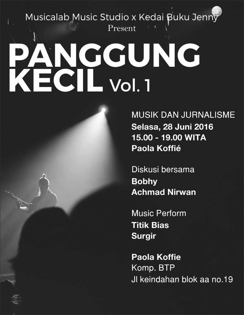 Edisi perdana Panggung Kecil dari Musicalab Studio &amp; <a href="/KedaiBukuJenny/">ayun buai zaman</a> besok. Info lengkap: revi.us/event/musicala…
