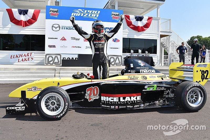 ricelake's tweet image. Congrats @AaronTelitz for qualifying on pole (new track record) and winning both @roadamerica races this weekend!