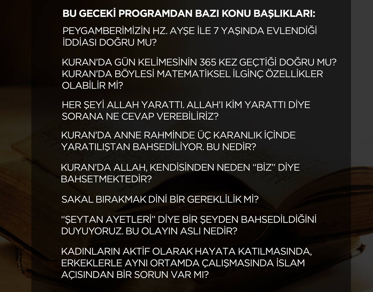 Bu gece 00:15'de <a href="/tv8/">tv8</a>'de <a href="/EmreDorman/">Emre Dorman</a>'la merak edilen soruların bir kısmına cevap vereceğim inşallah. #SoruCevap