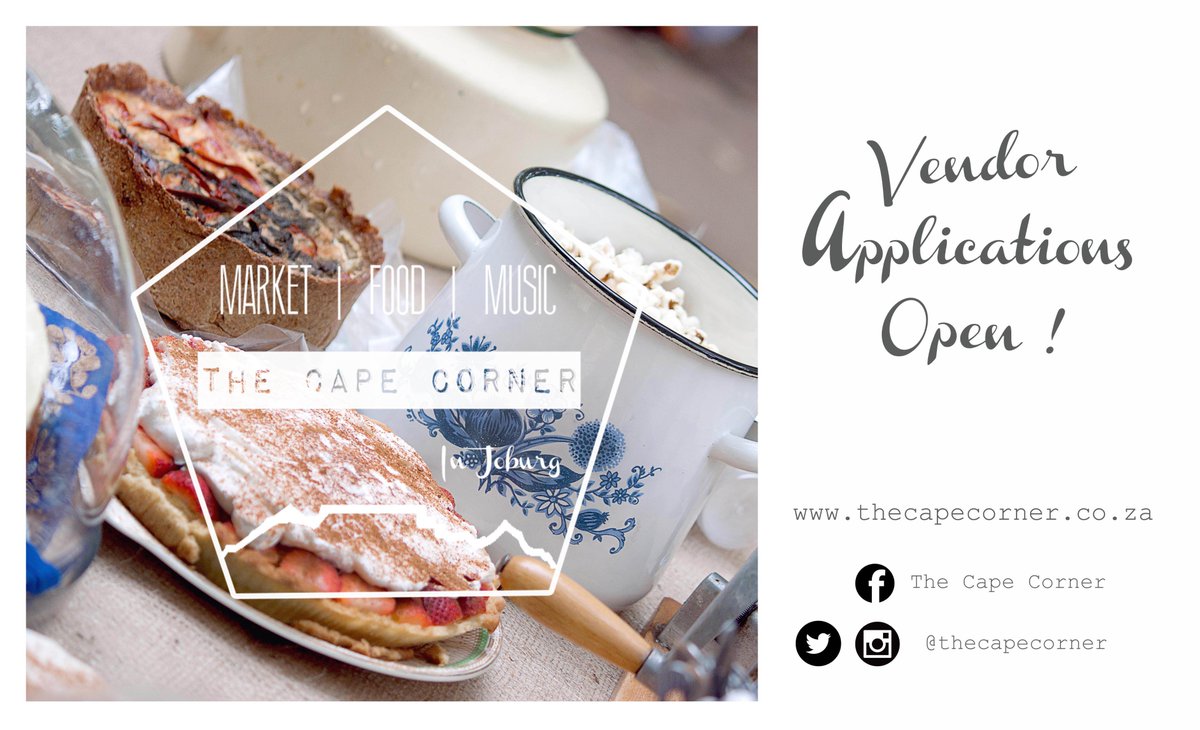 TheCapeCorner's tweet photo. Vendor applications are OPEN !! Head over to our website to apply !! https://t.co/A8kuv0NjFc