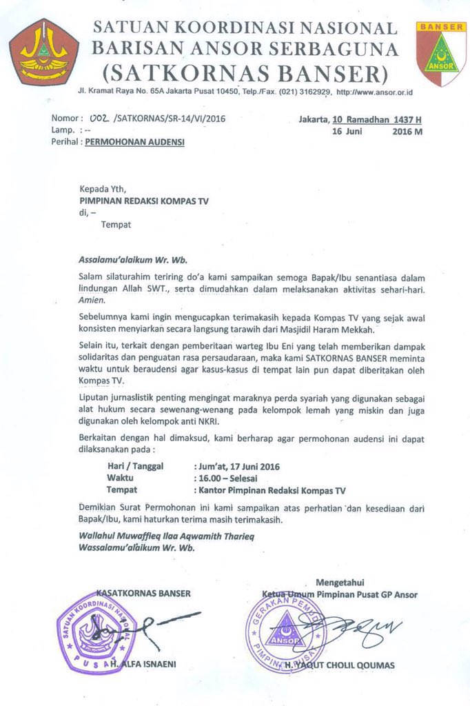 Banser yang belain <a href="/KompasTV/">KOMPAS TV</a> lho. Maju terus Banser NU dan Kompas TV. Hidup kebhinnekaan!