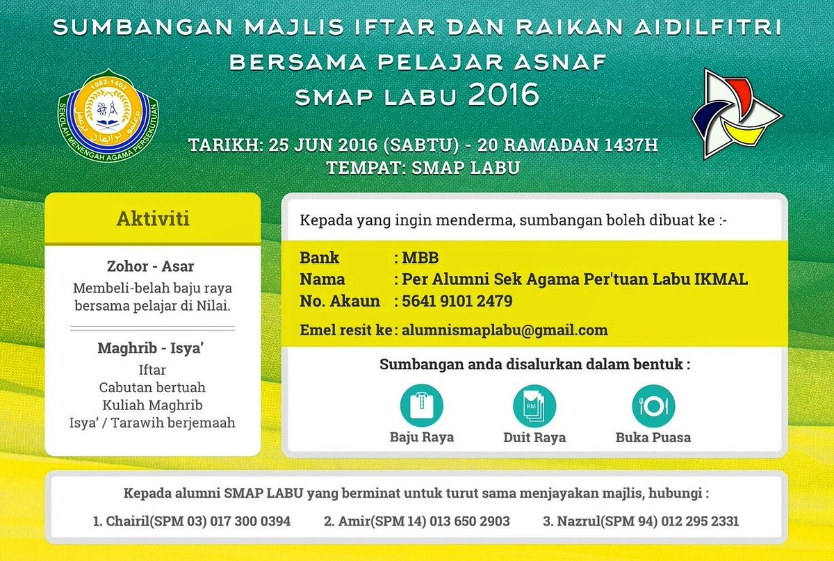 alumnismaplabu's tweet photo. Total target still half way to go. Ingin memberi sumbangan untuk pelajar asnaf/anak yatim SMAPL? Ini peluang anda 😊 https://t.co/tpVsziIdJY