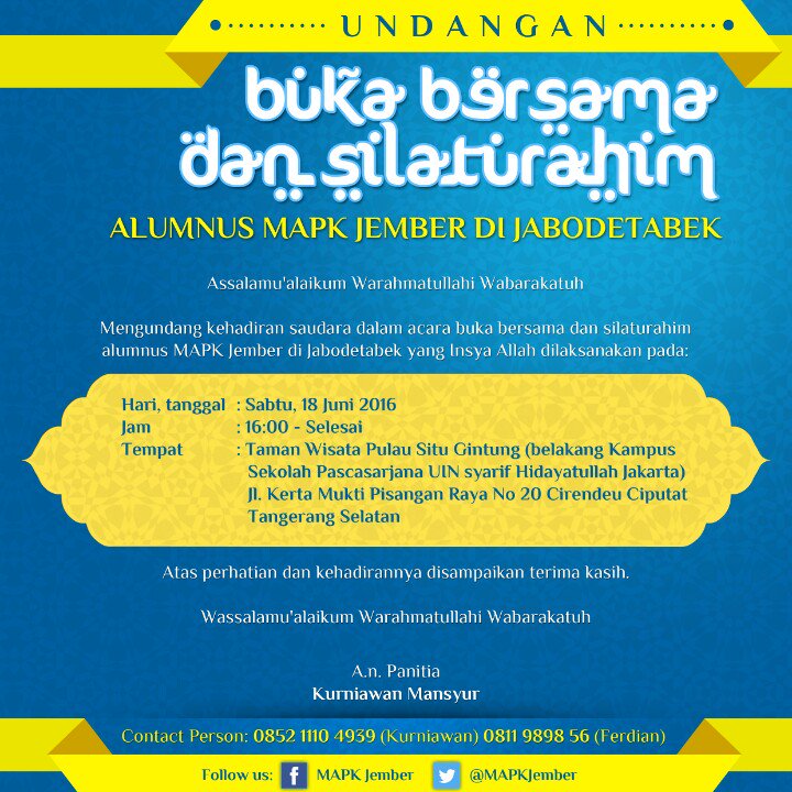 MAPKJember's tweet photo. Yuk silataurahim dan Bukber @ilhamkhoiri @alfarisi_afif @faridmubarok @masmuhib @zayyin_jihad https://t.co/eEUjwPBJLW