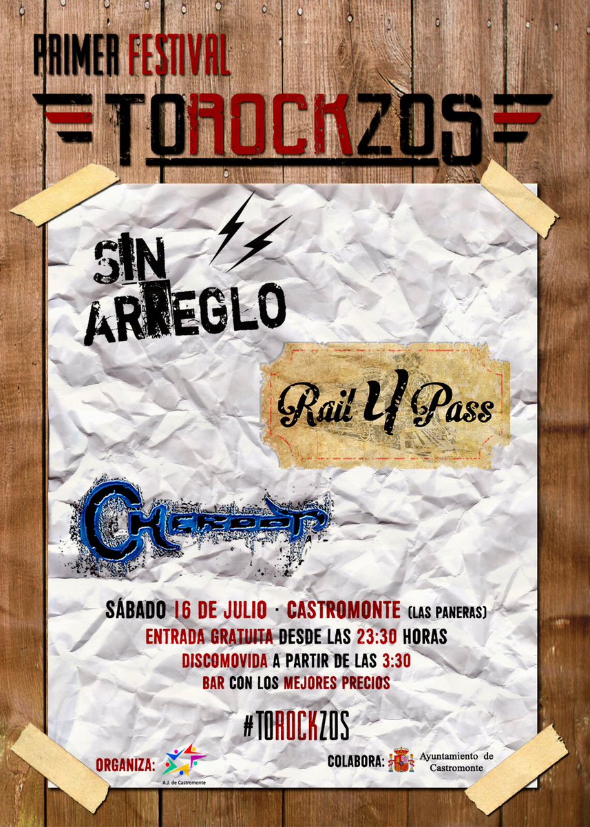 Rail4Pass's tweet image. Os esperamos el día 16 de Julio en #TOROCKZOS junto a @sinarreglo  y #Cheroot @AJCastromonte #rock #funk  #bluesrock