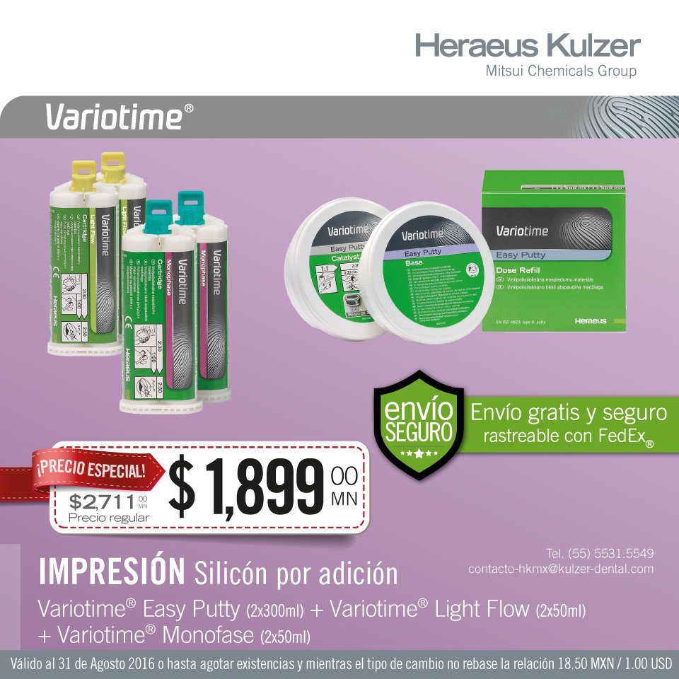 kulzermexico's tweet photo. #SilicónPorAdición #Variotime ¡PRECIO ESPECIAL! 5531.5549 Envíos toda la república #HeraeusKulzer #Odontólogo https://t.co/1qgaihgFWp