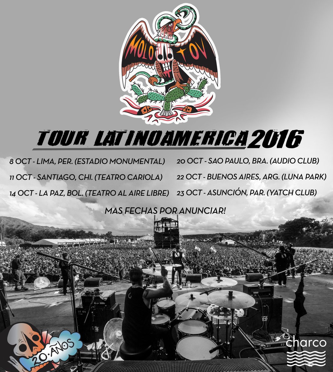 Confirmado! <a href="/MolotovBanda/">Molotov</a> anuncian gira por Sudamérica celebrando sus 20 años. Aquí están las fechas: