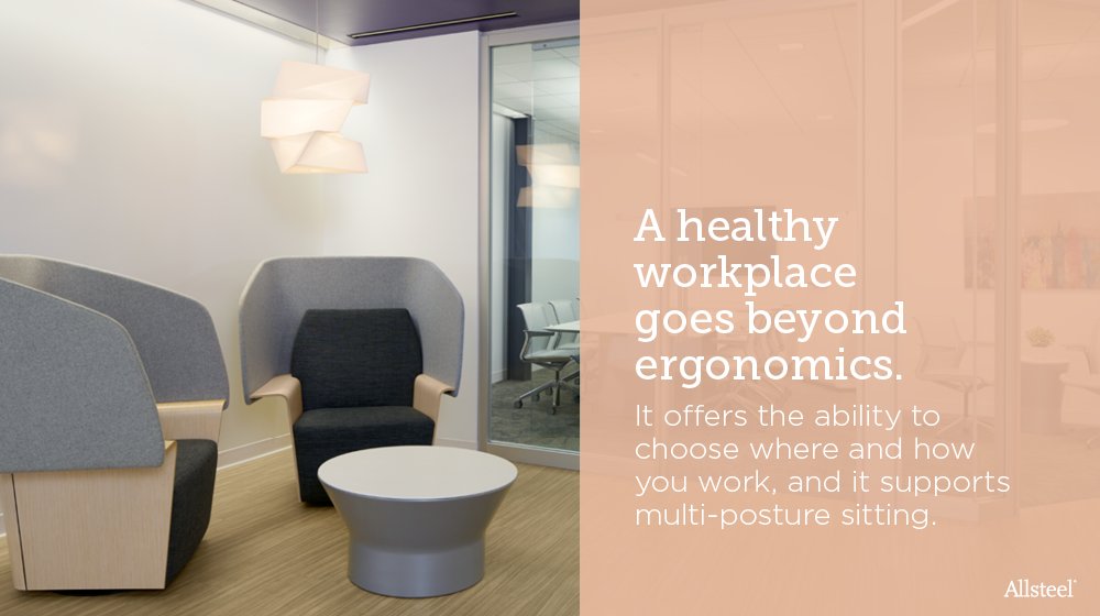 Allsteel's tweet image. In addition to ergonomics, offices must support concentrative work. #ReflectTogether #ReflectAway #NeoCon2016