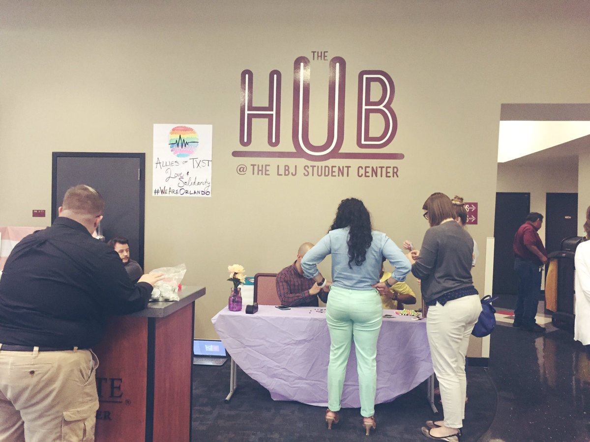 lbjsc's tweet image. Stop by the Hub for buttons, ribbons, and bracelets to support the Pulse Memorial Service @2:30pm on the 4th floor!