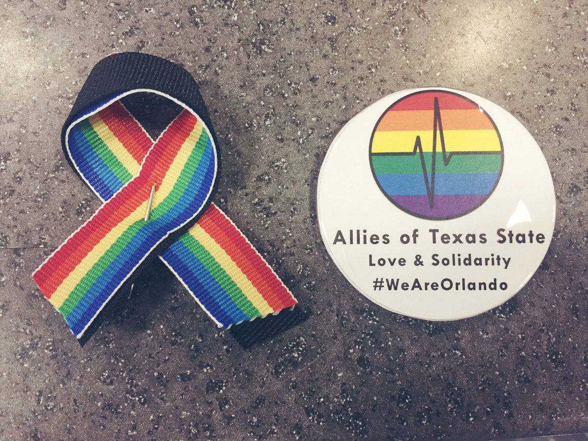 lbjsc's tweet image. Stop by the Hub for buttons, ribbons, and bracelets to support the Pulse Memorial Service @2:30pm on the 4th floor!