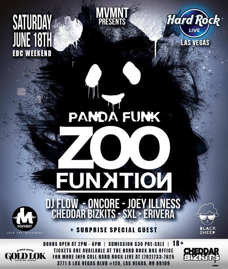 MVMNTEVENTS's tweet photo. Come out for Deorro's @PandaFunkLA and @ZooFunktion before EDC DAY 2! 2-6 PM, brought to you by MVMNT &amp; friends! https://t.co/wEcZB11ay2
