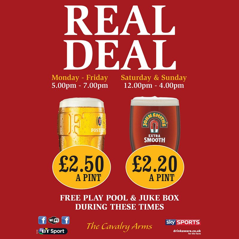 CavalryArmsHud's tweet photo. The Cav is open tomorrow from 1pm for England v Wales. Free pint and Real Deal available! https://t.co/d6gn6Pn5LS