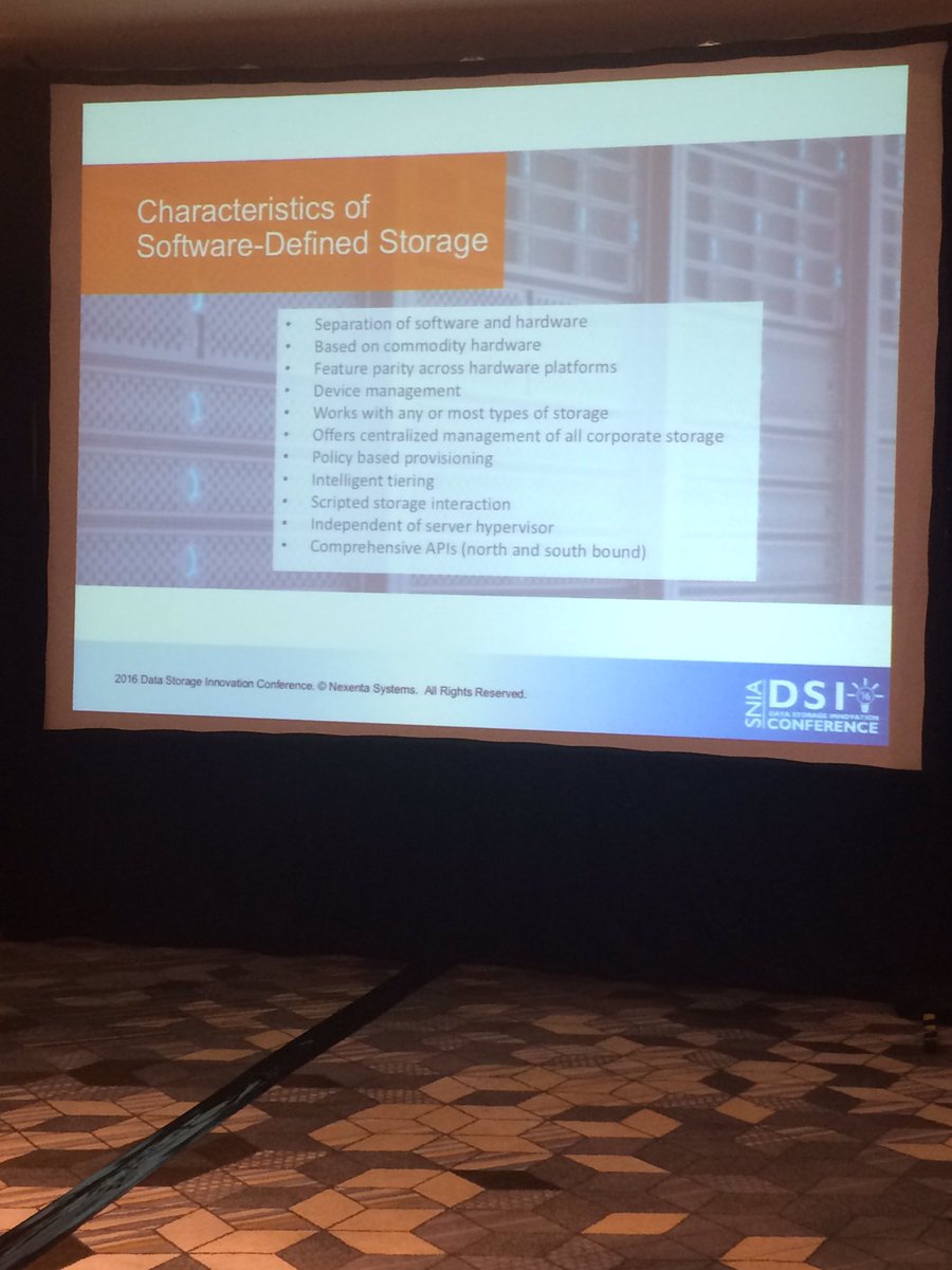 nexenta's tweet photo. Field CTO @mletschin explains the characteristics of software-defined storage at #DSIcon16. #OpenSDS #SDS #OpenSDx https://t.co/GZ4eiIUwCO