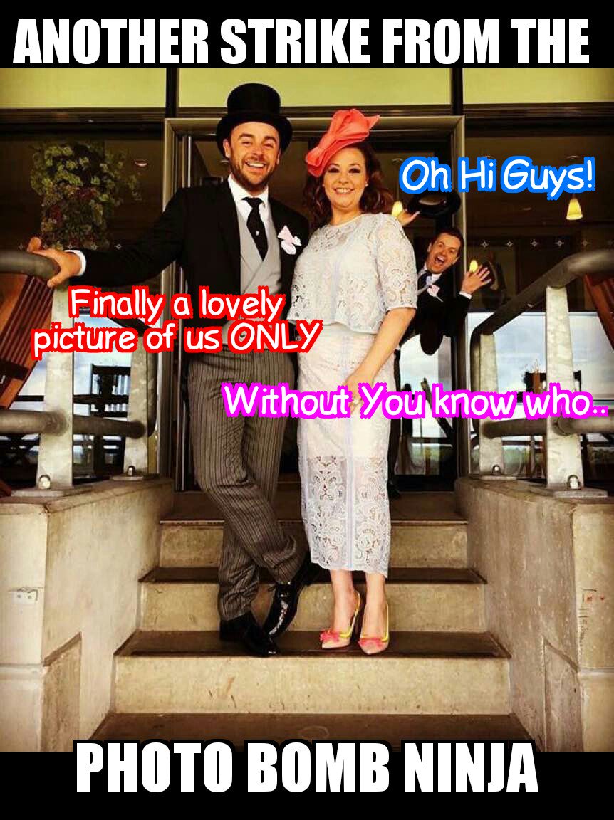 Ant_Dec_Memes's tweet photo. BREAKING NEWS:
PHOTO BOMB NINJA STRIKES AGAIN!😂
@antanddec Photobomb game is on another level!
Right? @lisaAmakeup https://t.co/lsSaY0XExE