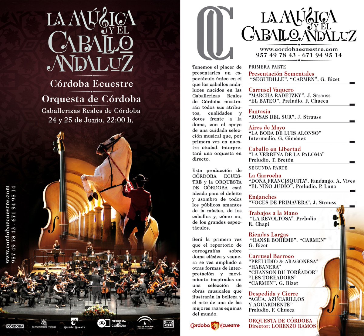 Gran actuación entre #Córdobaecuestre &amp; #Orquestadecórdoba " La Música y El Caballo Andaluz", días 24 y 25 de Junio.