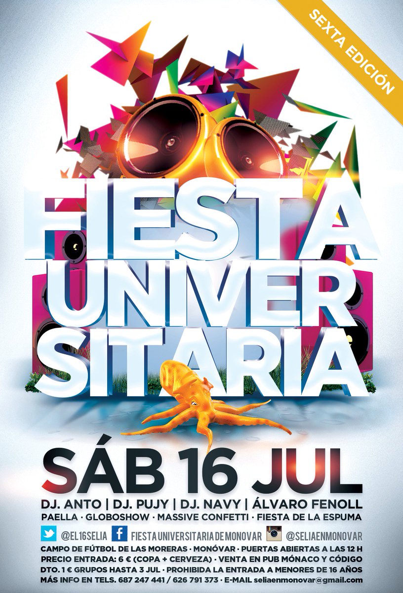 Como ya es tradición y por 6º año, ¡la volveremos a liar! #selíaenmonóvar #FiestaUni2016