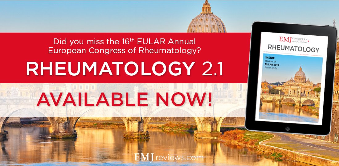EMJRheum's tweet photo. Did you miss the #EULAR2015 Congress?https://t.co/bTmkQCWzq9 #Rheumatology #Health #EMJreviews https://t.co/3nvjMFJ54U