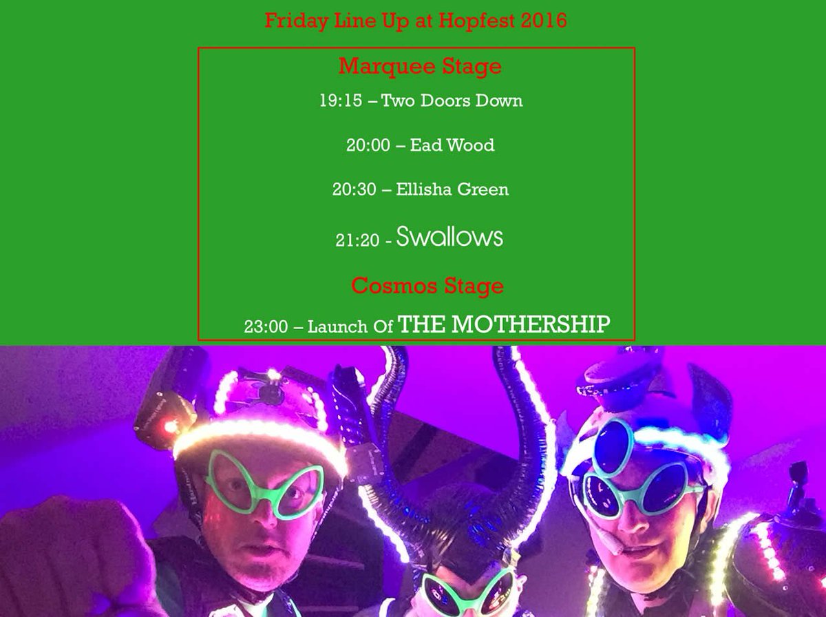 hopfest2016's tweet photo. And here is Fridays line up and times - This is gonna be some party! https://t.co/FBod0mib4c