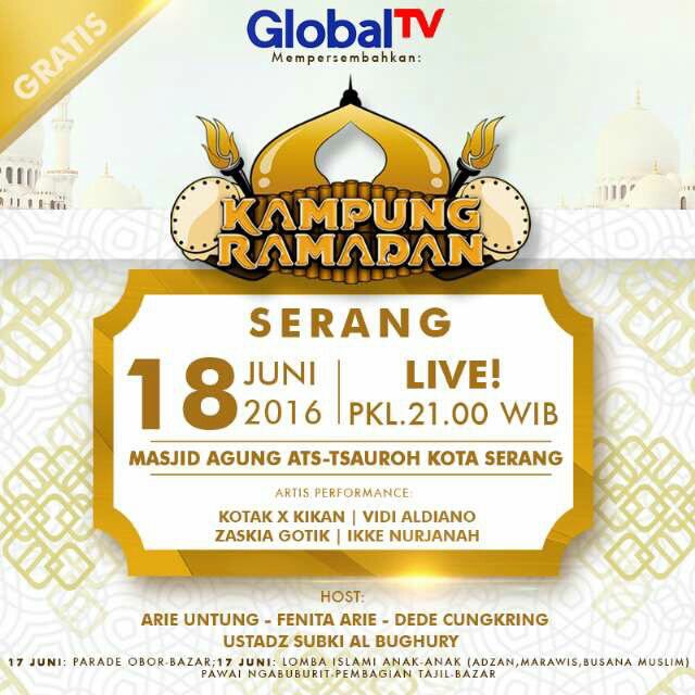 infoSerang's tweet photo. Kampung Ramadhan, 18 Juni 16, Mesjid Agung Serang, Ramaikan! :) #eventSerang @globaltv_event @InfoMusicSRG https://t.co/d5SbzsVqDv