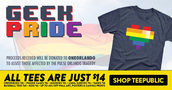 sidequestbri's tweet photo. GEEK #PRIDE shirts now available to benefit OneOrlando, $14 for limited time! #OrlandoUnited https://t.co/25E4vmCFkD https://t.co/6TTsh7wCM0