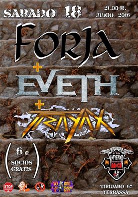 musicaterrassa's tweet photo. Ds18jun | 22h FORJA + EVETH + TRAYAX @TrayaxMetal al Bar Infierno - 6€ (socis gratuït) https://t.co/NeDmSnFJXf