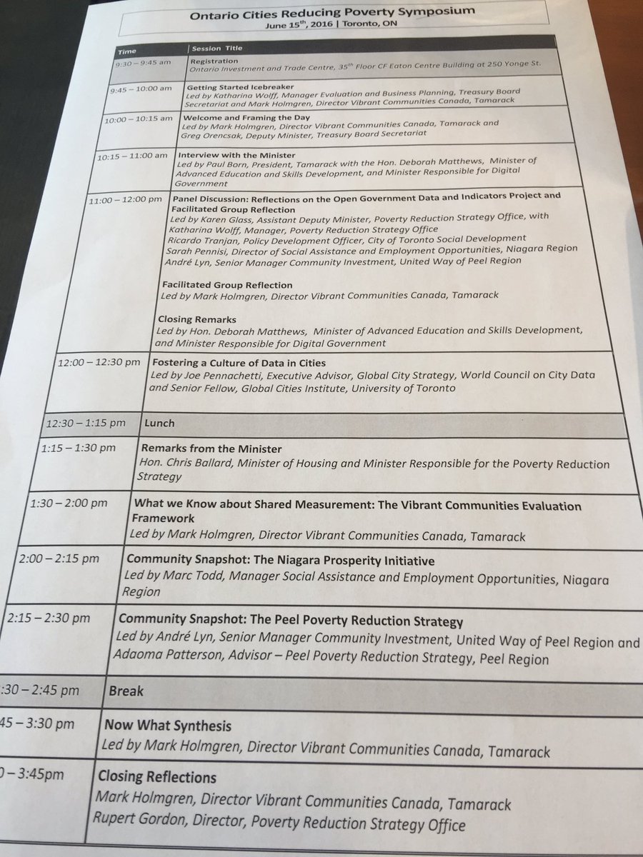 povertyoverldn's tweet photo. Agenda for today's #citiesreducingpoverty symposium. #ONpoverty #overinldn @Tamarack_Inst #ONpoverty https://t.co/90RM9X2Gd2