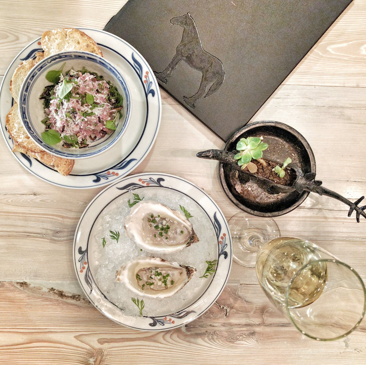 Oysters, Beef Tartare Truffle and Cava at Thoroughbred Food and Drink in Toronto, Ontario