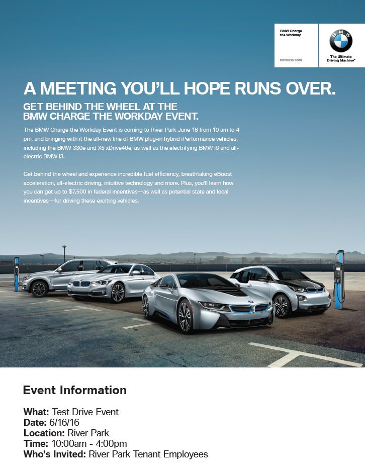 800Connecticut's tweet photo. Surprise! #BMW #ChargeTheWorkday #TestDriveEvent is tomorrow for employees of #800Connecticut hosted by @Octagon https://t.co/yIFtTonDST