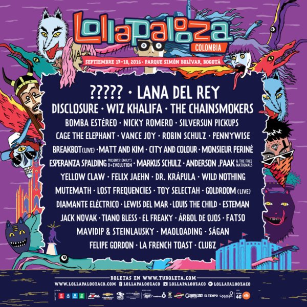 ExpresionStereo's tweet photo. Listo el cartel oficial de Lollapalooza Colombia https://t.co/JP8Kg6c33M https://t.co/fUHeKY4wWE