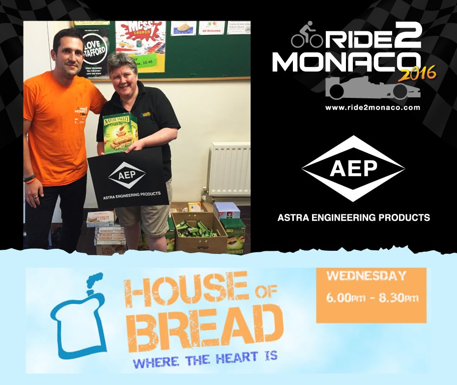 A pleasure to donate #ride2monaco's unused provisions to <a href="/hobstafford/">House of Bread QAVS</a>, a local chairity who do some great work... =)