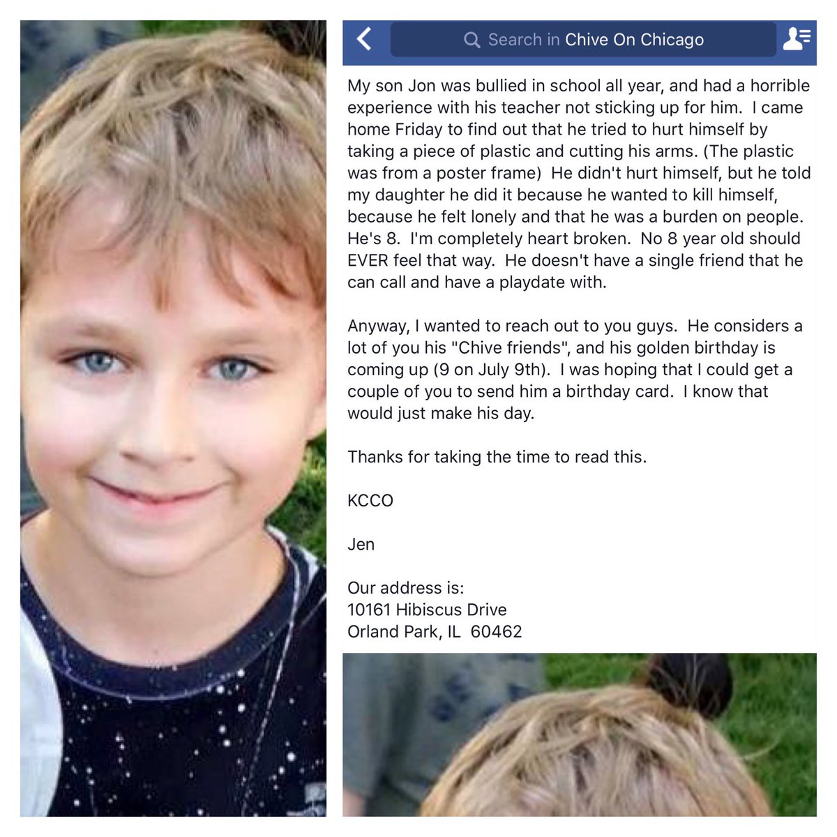 ChiveOnChicago's tweet photo. Who wants to help make this kids #GoldenBirthday extra special?! #StopBullying #KCCO #ChiveOn Please #RT https://t.co/NVK8kYPuPa