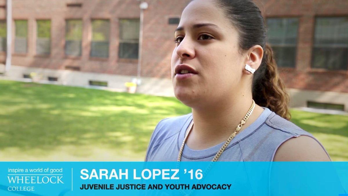 BUWheelock's tweet photo. Sarah Lopez '16 Plans to Help Teens Involved in the Court System (VIDEO) https://t.co/L01JpLpoJM #wheelock2016 https://t.co/08kukTYUbj