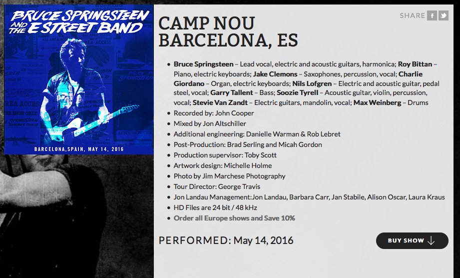 CarmeChaparro's tweet photo. ¡¡Descargando!! Por fin @springsteen ha colgado el audio de su concierto de Barcelona, @LaCarrera40... ¡A disfrutar! https://t.co/NDxEd2weKi