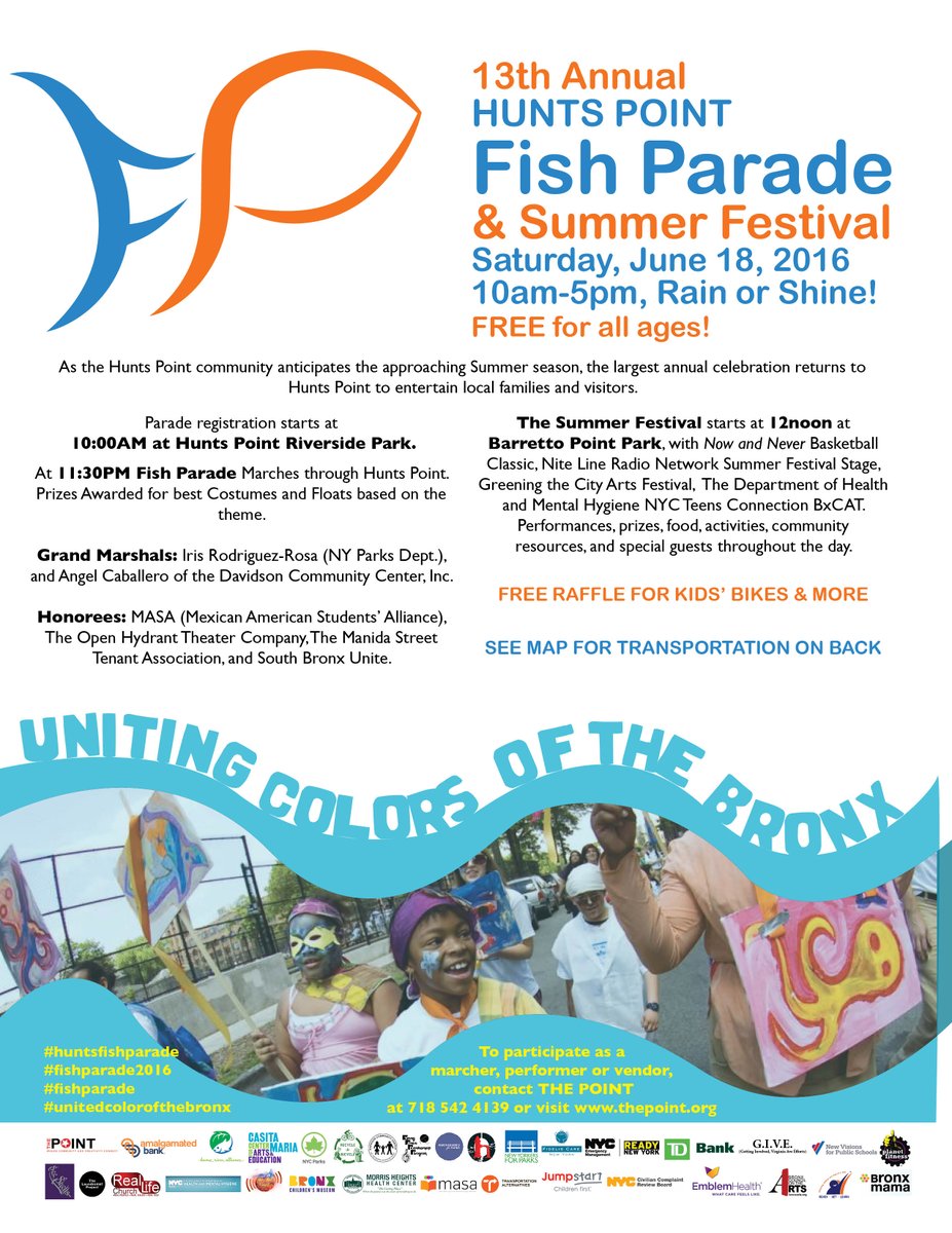 BxRiverAlliance's tweet photo. This Sat 6/18 join th 13 Annual #FishParade @ Hunts Point. Info>https://t.co/mPt8ci5Ne3 @RAB_NYC @NY4P https://t.co/thnS8MInym