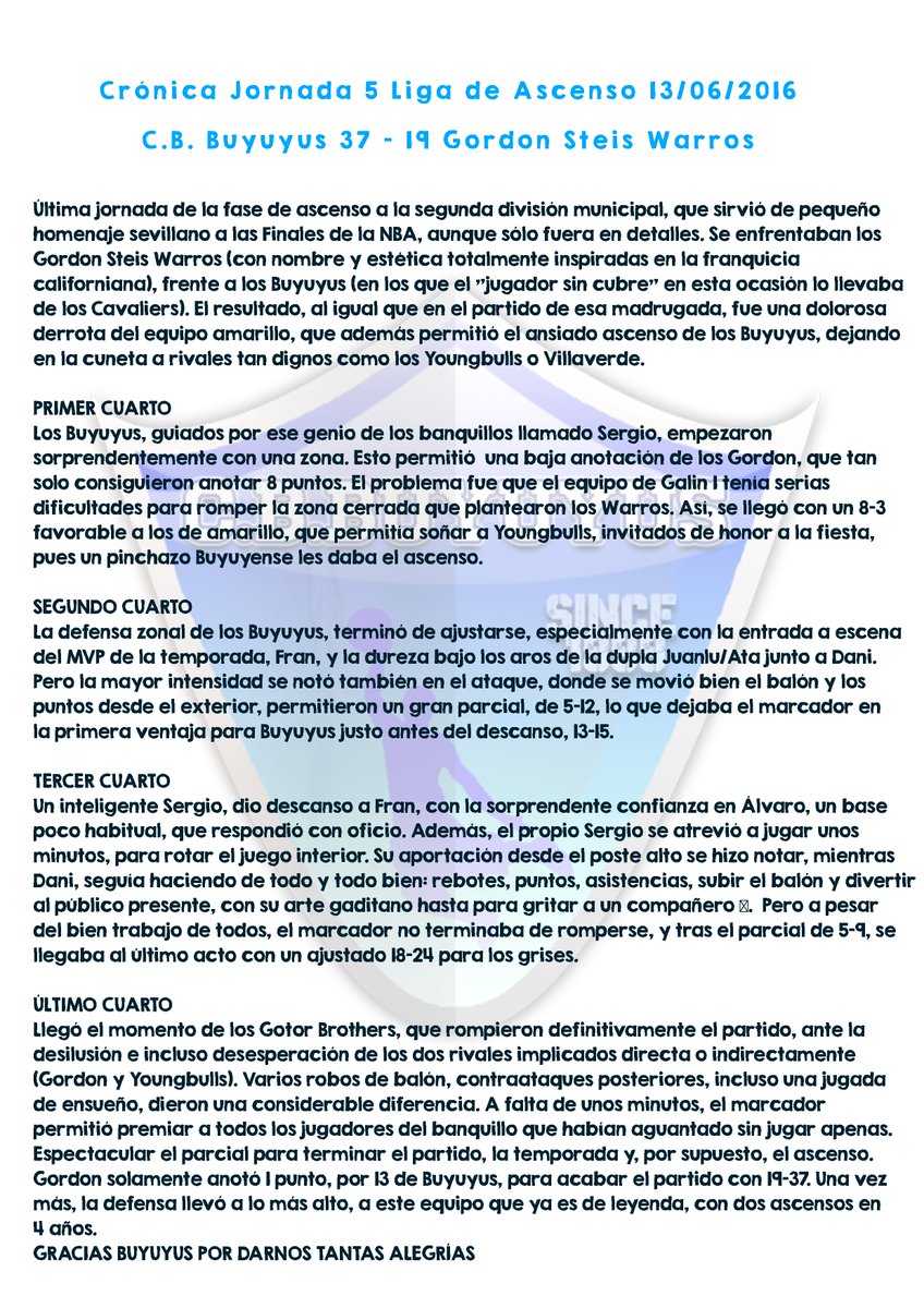 Aquí nuestra crónica del último partido de la fase de ascenso, <a href="/CB_Buyuyus/">C.B. Buyuyus</a> - <a href="/AstigiWorld/">Toronto Rancios</a>