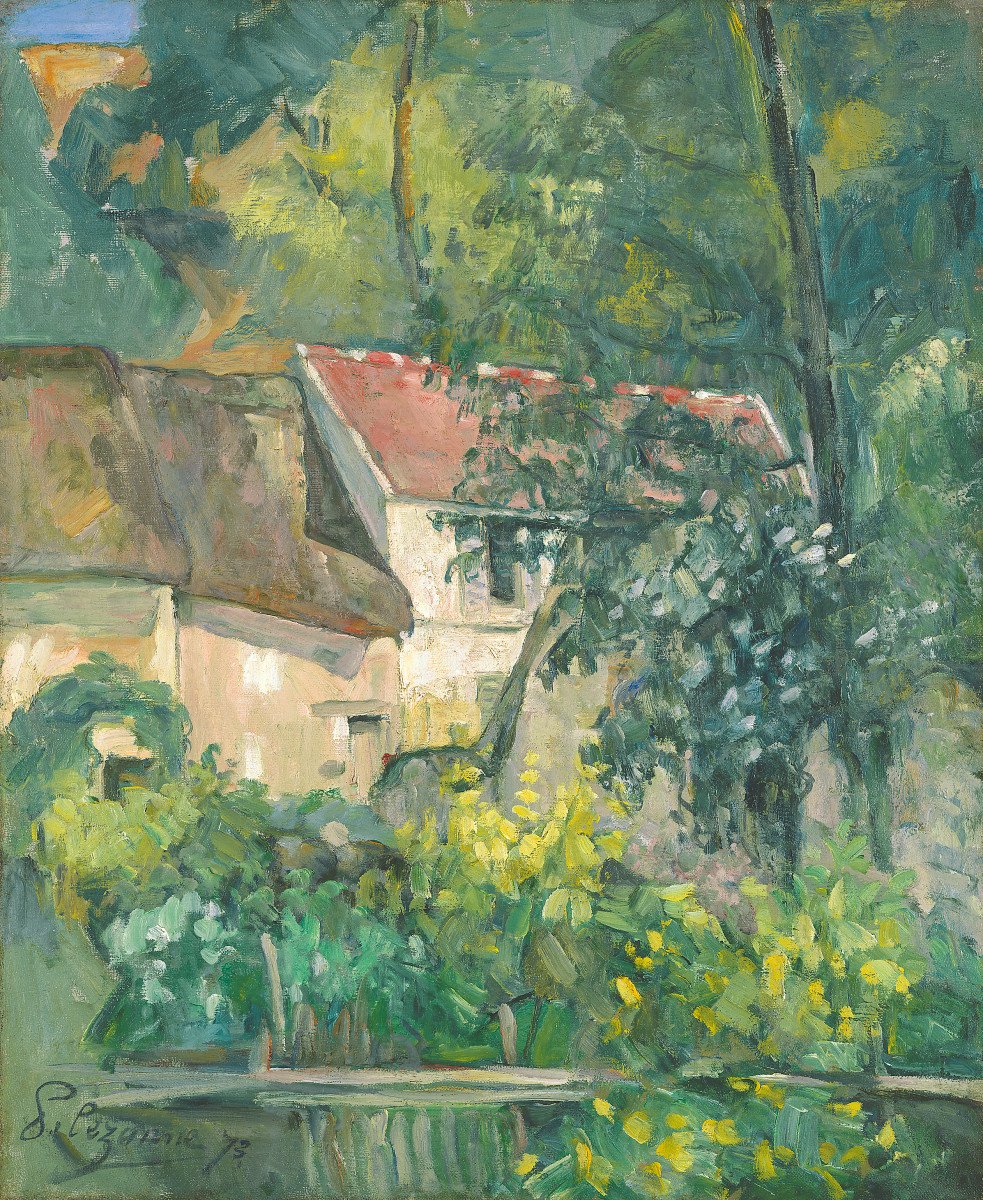 ngadc's tweet photo. In "House of Père Lacroix" (1873) Paul Cézanne paints with bright hues and quick brushstrokes. https://t.co/OTwMomLpmr