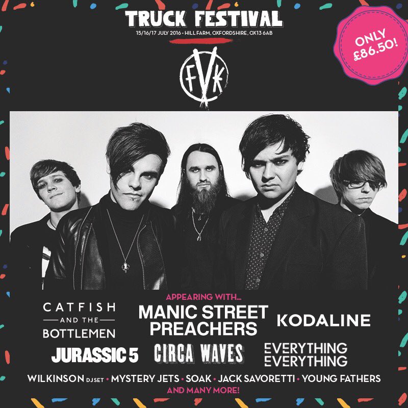 TruckFestival's tweet photo. Unfortunately @creepercultuk can no longer play at #TRUCK2016 however they're replaced by the awesome @fvkillers https://t.co/mC2ImAvNn0