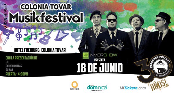 tuzonacaracas's tweet photo. #Ska en el #ColoniaTovarMusikFestival con Desorden Público #Los30DeDesorden @Invershow https://t.co/tGEpWBtWUq https://t.co/XLPuizhCHG