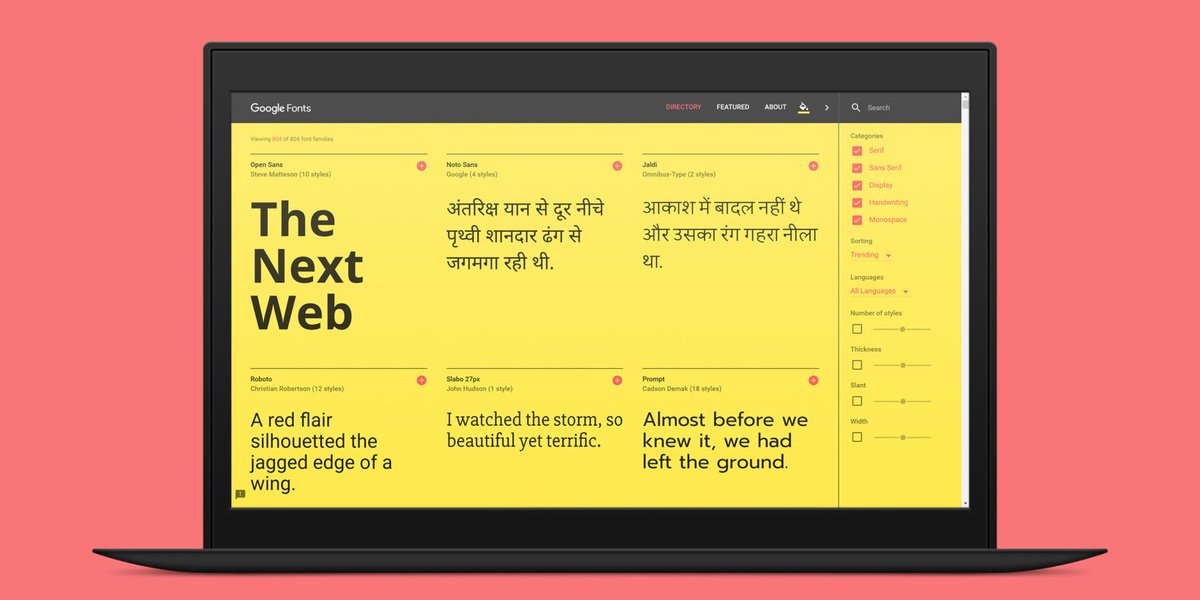 thenextweb's tweet photo. Typography nerds will love Google's revamped site for Web fonts https://t.co/cmVYuvxven https://t.co/Qg4D2LEZ8U