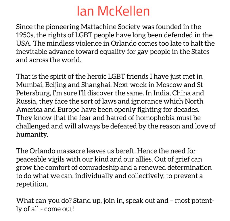 IanMcKellen's tweet image. Since the pioneering Mattachine Society was founded in the 1950s, the rights of LGBT  ... (click image for more)